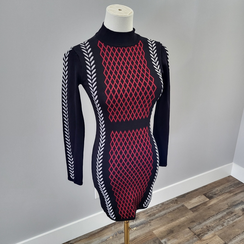 Bebe Knit Bodycon Mini Sweater Dress XS